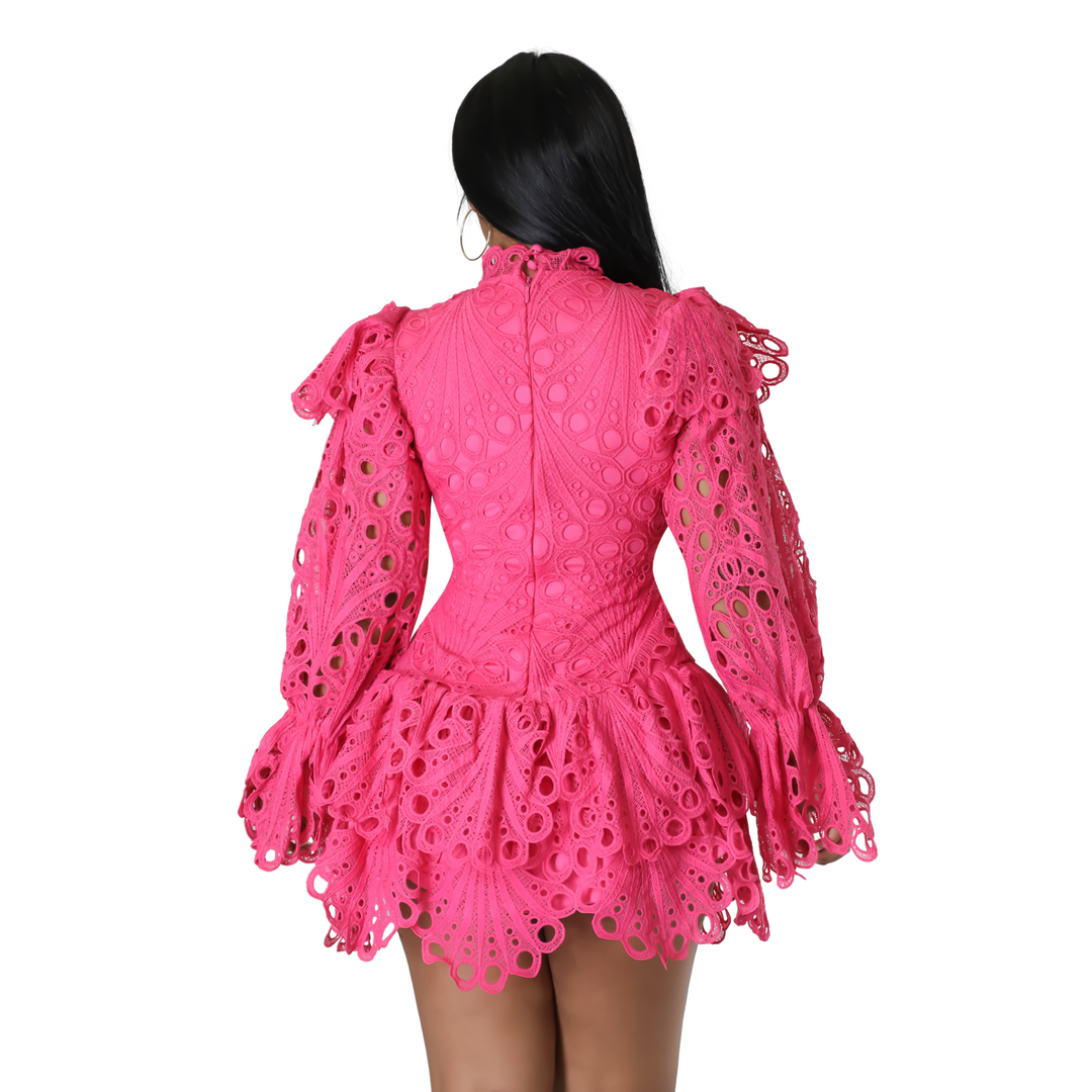 Reese Lace Crochet Dress (Fuchsia)