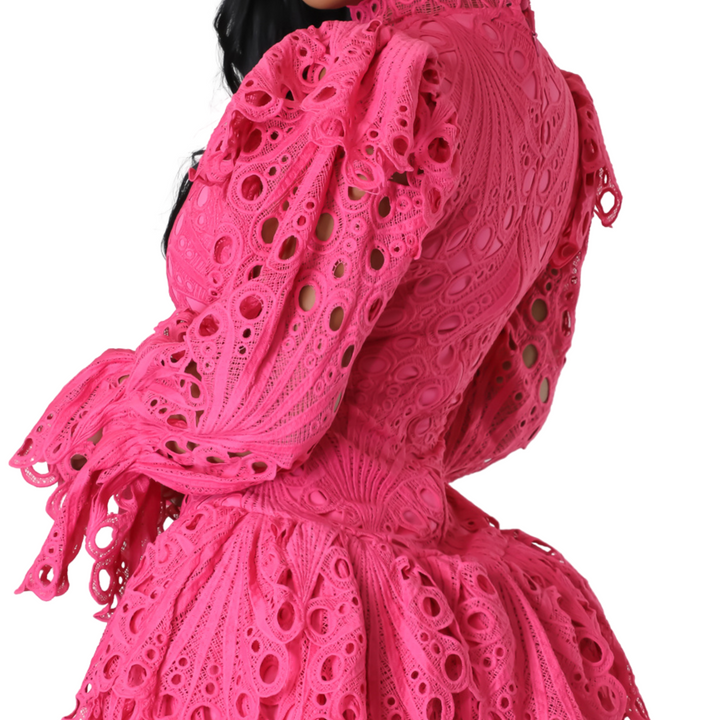 Reese Lace Crochet Dress (Fuchsia)