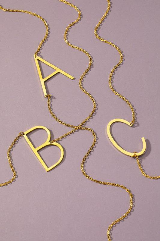 Gold Tone Initial Necklace