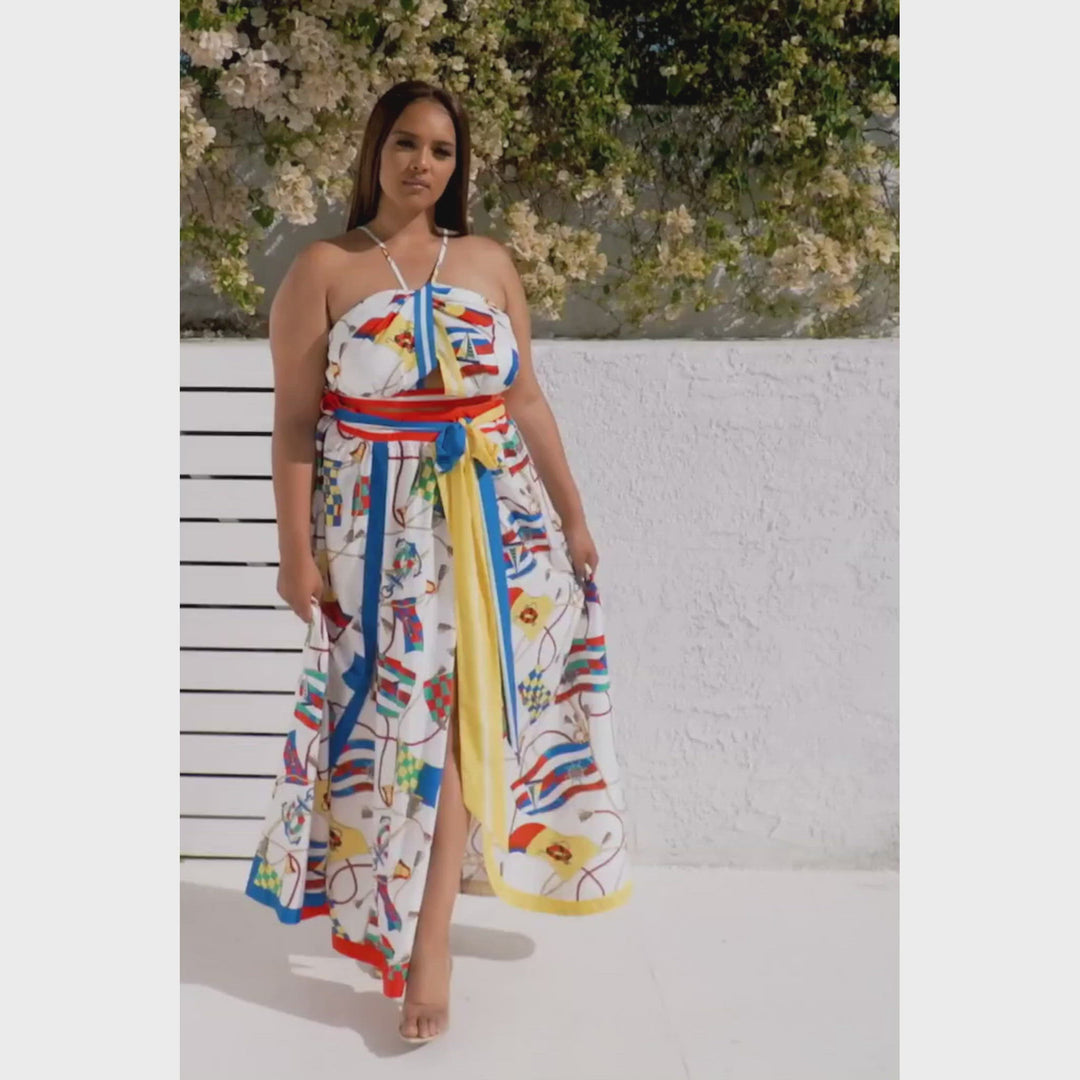 Ashlyn Nautical Print Maxi Set