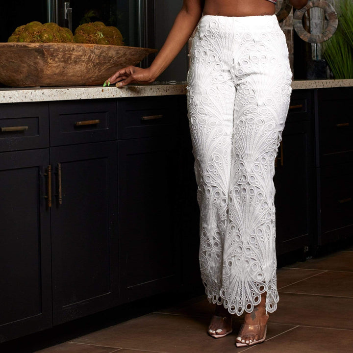Cassidy Crochet Lace Pants in White