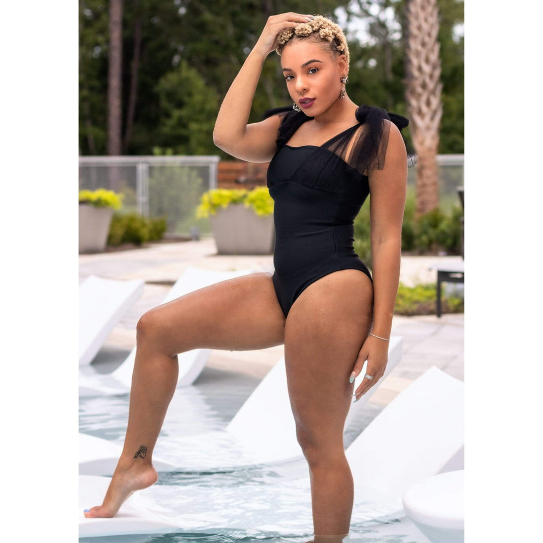 Babydoll Swimsuit/Bodysuit in Black - Amthyst Co.